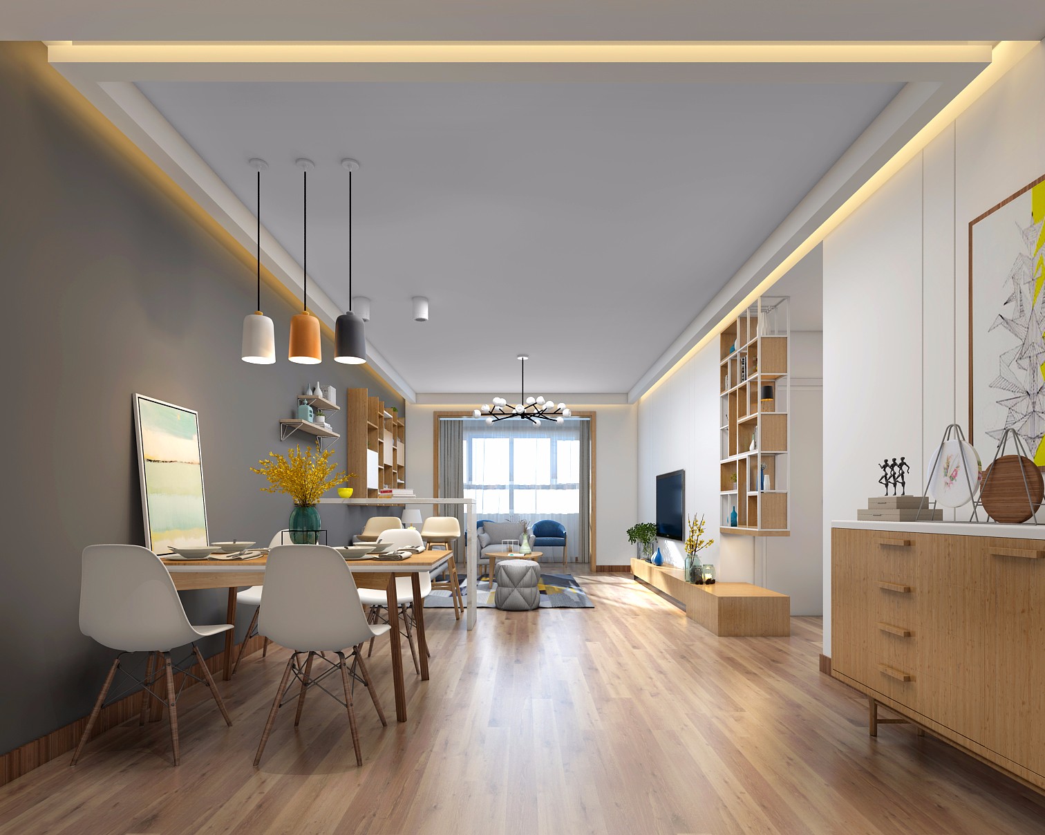 济宁瑞马锦城180㎡原木风三室一厅